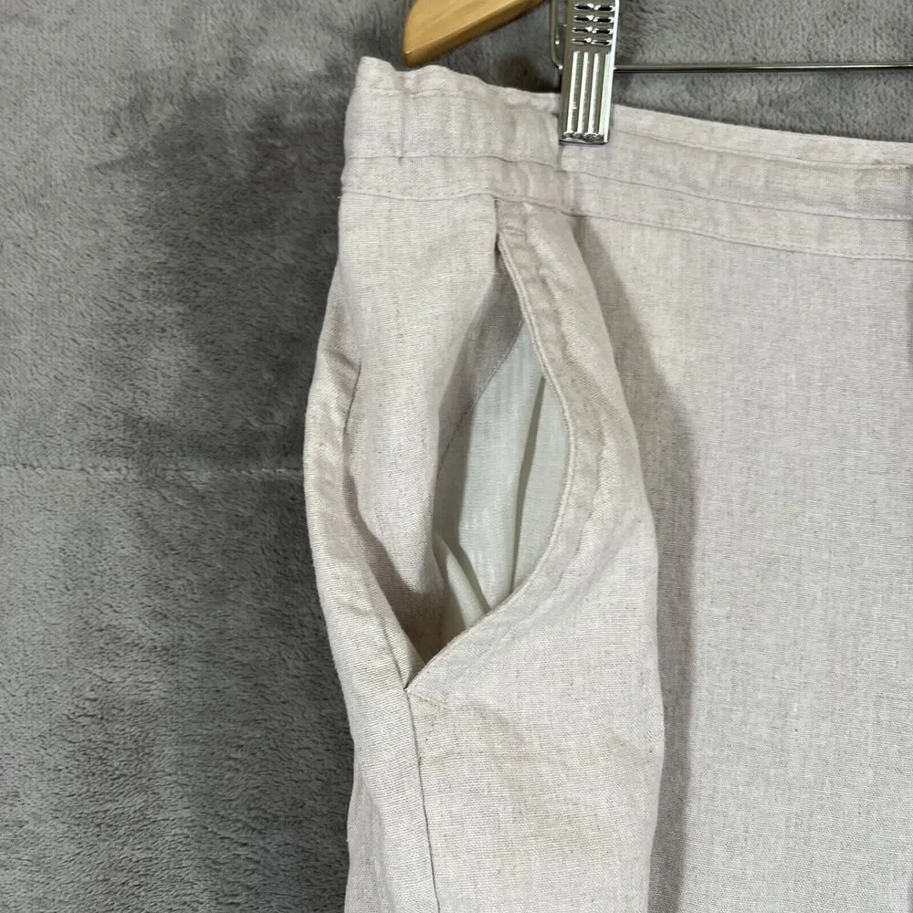 Cubavera Pants Men 2XB/32 Oatmeal Linen Blend Drawstring Elastic Straight Zip